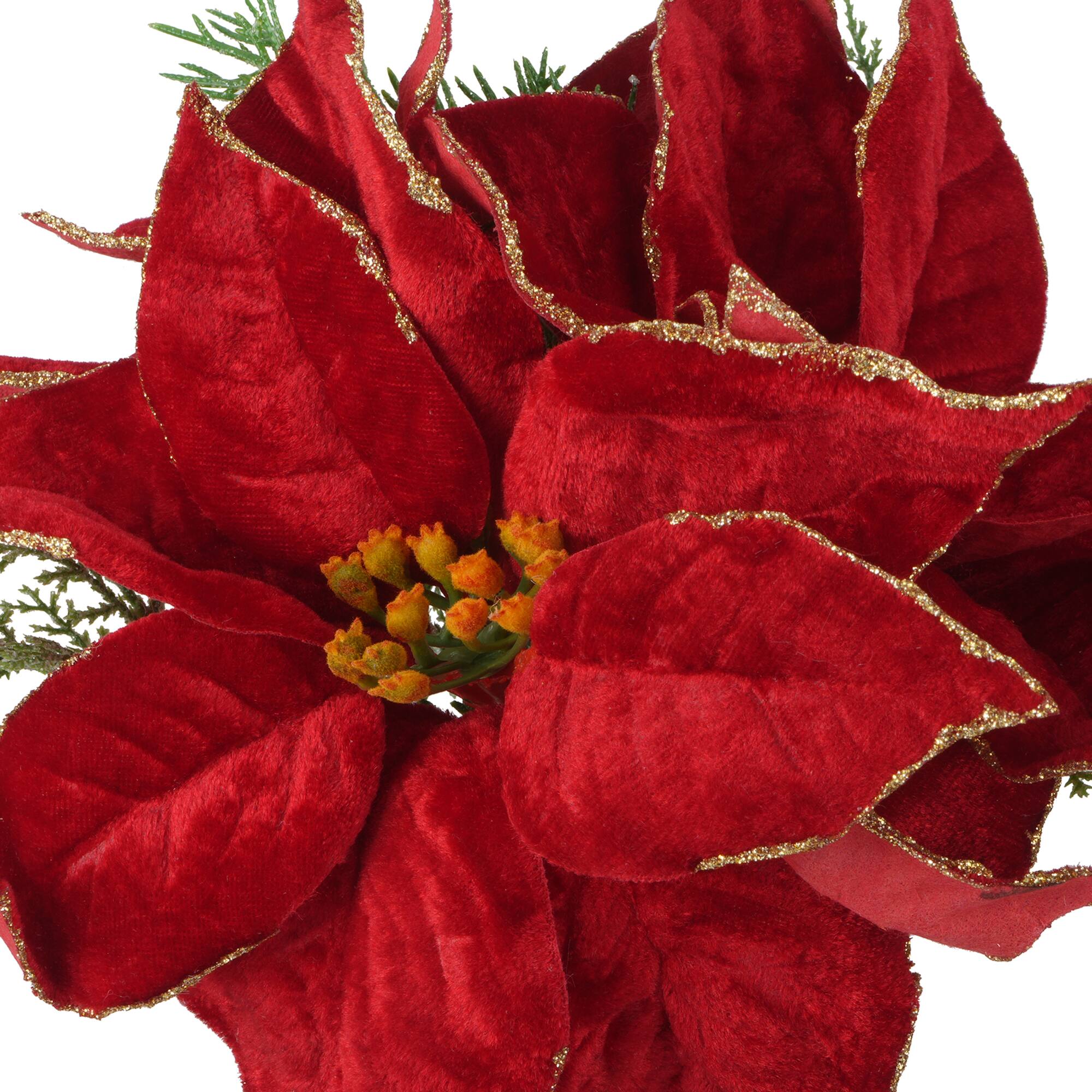 14" Red Poinsettia & Pine Bouquet by Ashland®